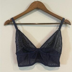 Victoria’s Secret Elegant Lace‎ Bralette in Navy Blue Womens Sz L